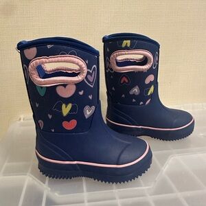 7C George Blue and Pink Heart Rain Boots